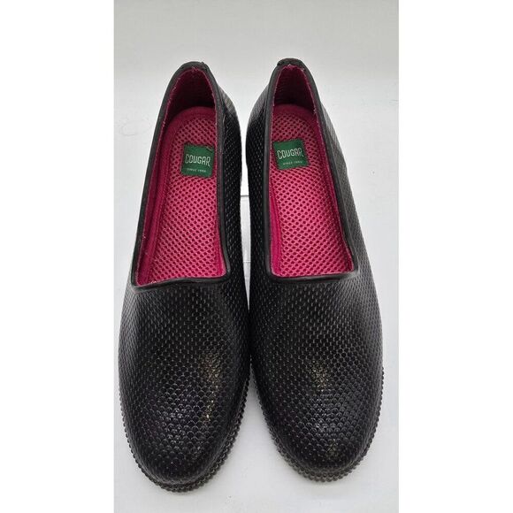Cougar Womens Black Rubber Slip-On Shoes With Pink Insoles size 9 - Picture 1 of 9